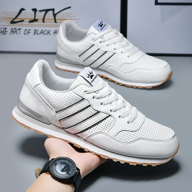 Autumn Sports Shoes Men's Flat Running White Durable Classic Casual Shoes Low Cut Trendy Fashionable Hiking and Walking Shoes