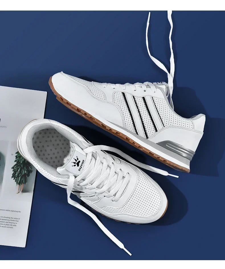 Autumn Sports Shoes Men's Flat Running White Durable Classic Casual Shoes Low Cut Trendy Fashionable Hiking and Walking Shoes