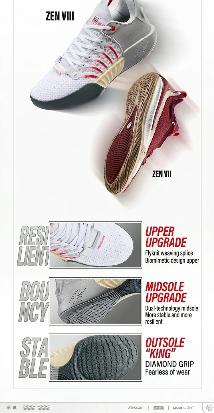 361 Degrees AG ZEN 8.0 Men Basketball Shoes New Trendy Combat Wear-resistant Protection Anti-slip Stable Male Sneakers 572621109