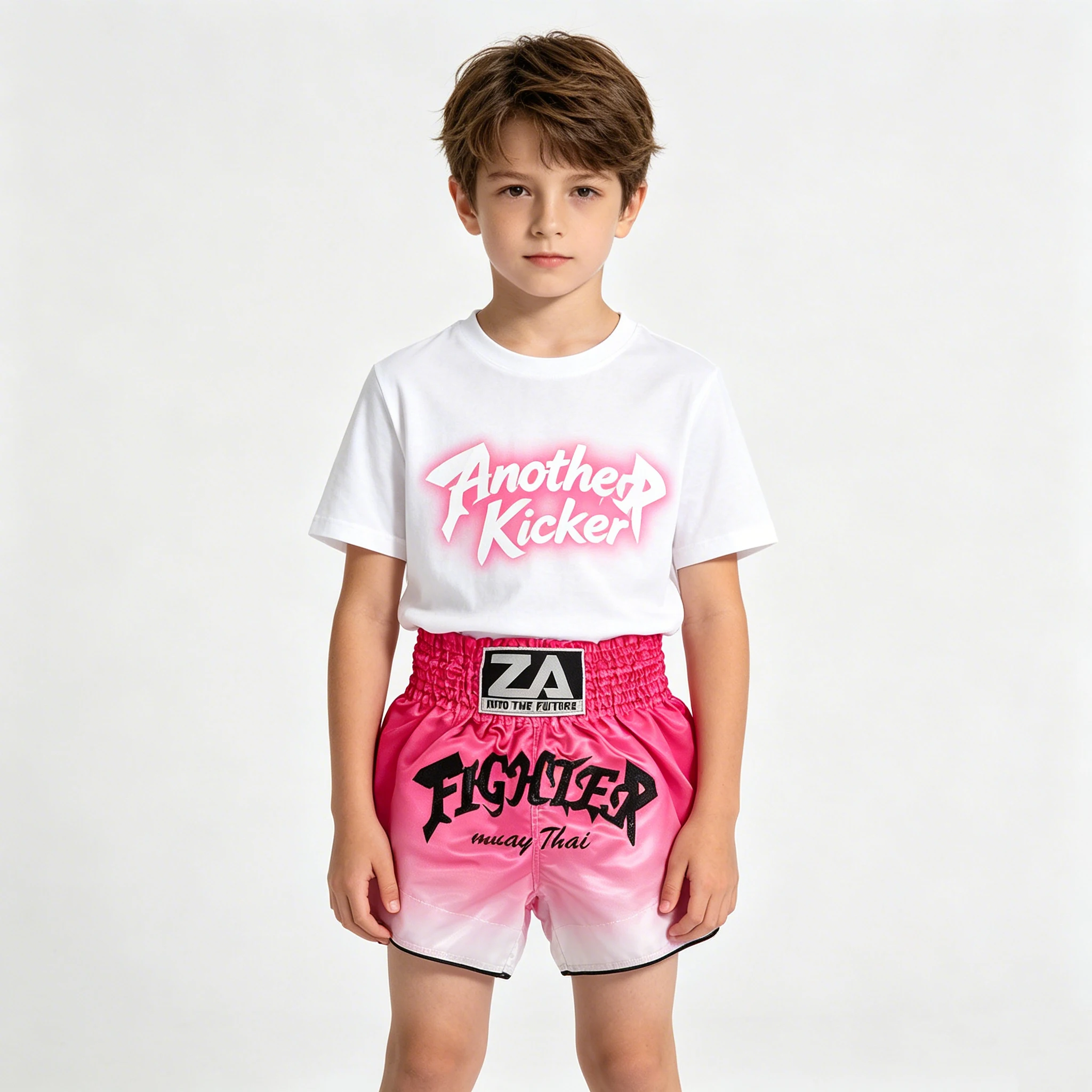 Pink Gradient Muay Thai Shorts Shiny Satin Elastic Waist Boxing Trunks Lightweight MMA Kickboxing Sparring Pants Men Women Kids