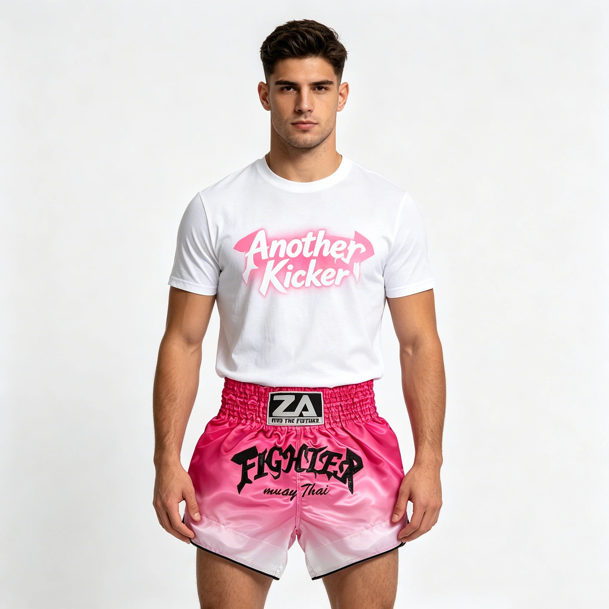 Pink Gradient Muay Thai Shorts Shiny Satin Elastic Waist Boxing Trunks Lightweight MMA Kickboxing Sparring Pants Men Women Kids