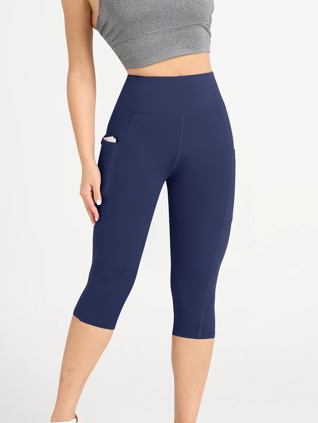 Women High Waisted Capri Leggings with Pockets Tummy Control Yoga Pockets for Women Yoga Pants Workout Capri Pants Leggings