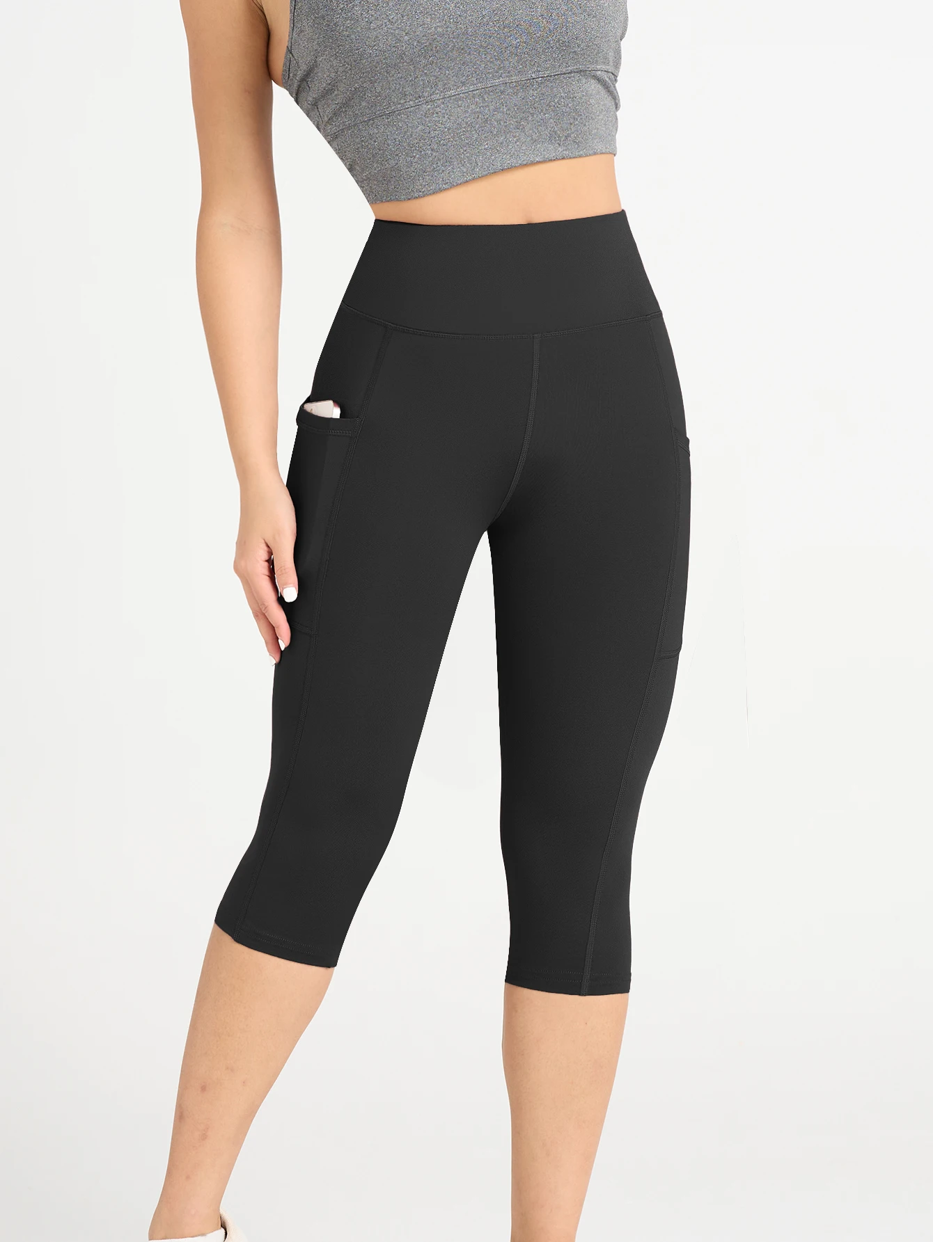 Women High Waisted Capri Leggings with Pockets Tummy Control Yoga Pockets for Women Yoga Pants Workout Capri Pants Leggings