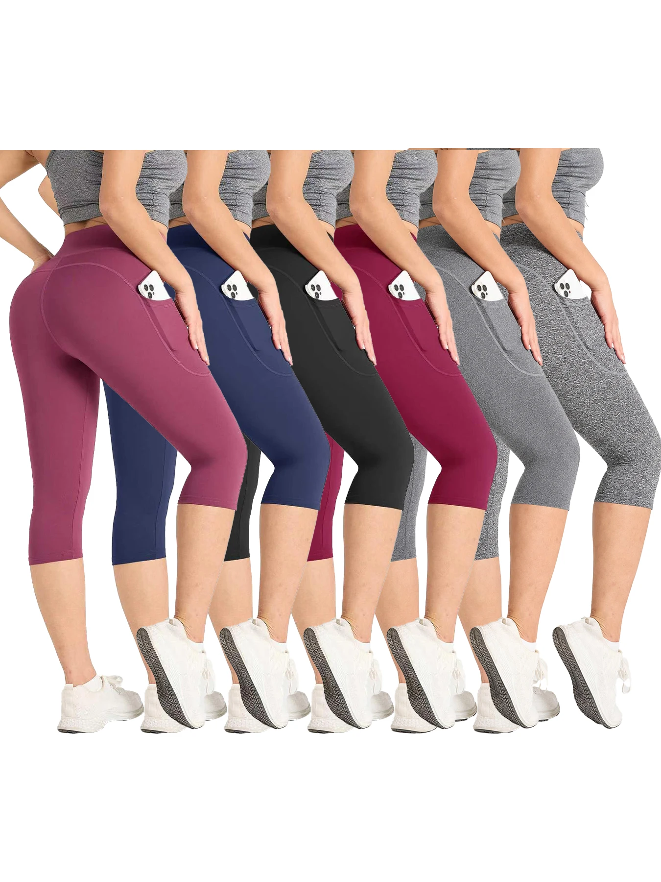 Women High Waisted Capri Leggings with Pockets Tummy Control Yoga Pockets for Women Yoga Pants Workout Capri Pants Leggings