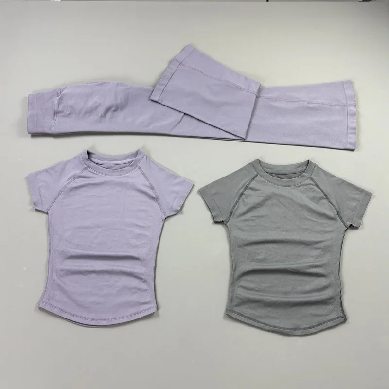 2Pcs Workout Flare Leggings Set Bodycon Short Sleeve Top Seamless Yoga Flared Pants Set Quick Dry Gym Workout Sports Tops Suit