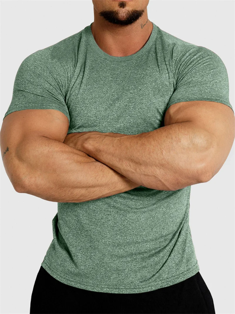 2025 New Tight Sports T-Shirt Quick Drying Fitness Sportswear Short Sleeve Tops Running Training Summer Jogging Gym T-Shirts Men