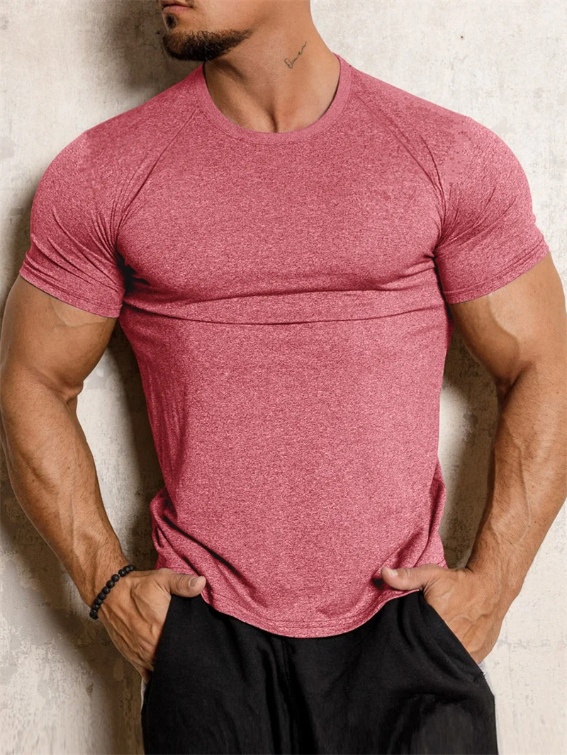 2025 New Tight Sports T-Shirt Quick Drying Fitness Sportswear Short Sleeve Tops Running Training Summer Jogging Gym T-Shirts Men
