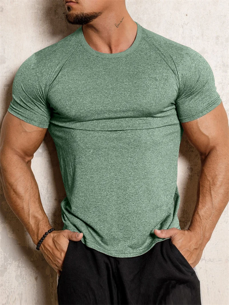 2025 New Tight Sports T-Shirt Quick Drying Fitness Sportswear Short Sleeve Tops Running Training Summer Jogging Gym T-Shirts Men