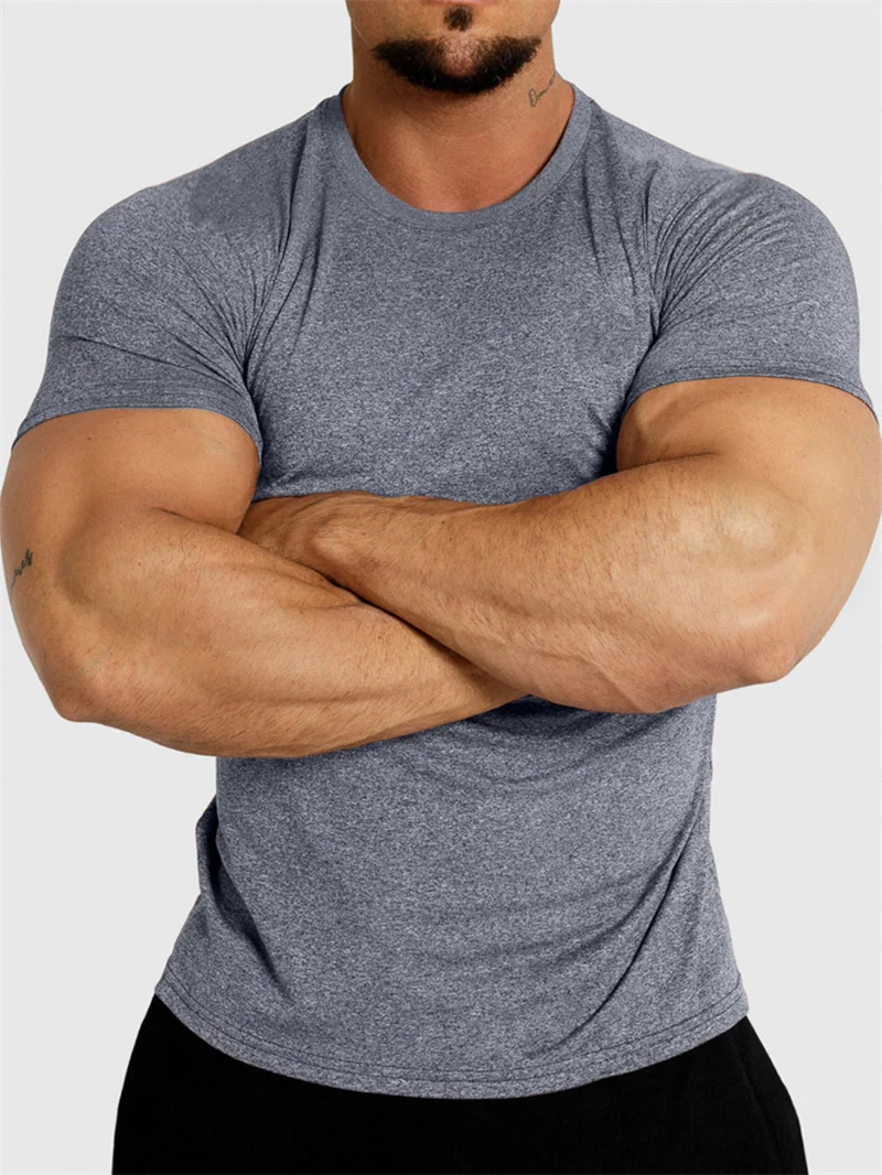 2025 New Tight Sports T-Shirt Quick Drying Fitness Sportswear Short Sleeve Tops Running Training Summer Jogging Gym T-Shirts Men
