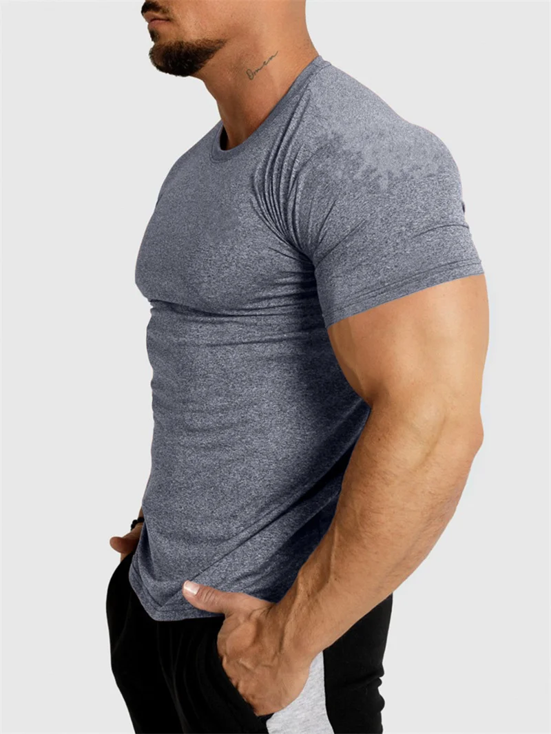 2025 New Tight Sports T-Shirt Quick Drying Fitness Sportswear Short Sleeve Tops Running Training Summer Jogging Gym T-Shirts Men