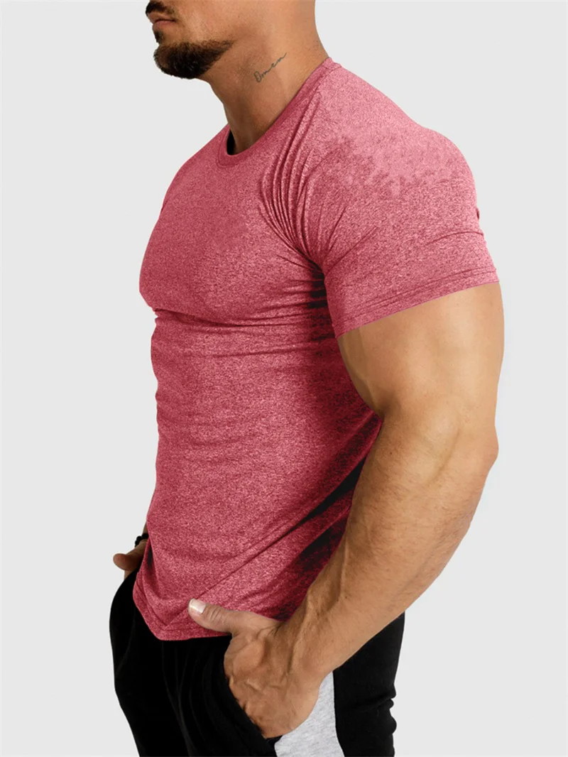 2025 New Tight Sports T-Shirt Quick Drying Fitness Sportswear Short Sleeve Tops Running Training Summer Jogging Gym T-Shirts Men