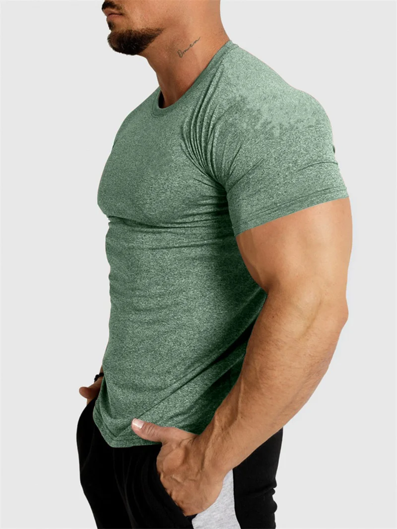 2025 New Tight Sports T-Shirt Quick Drying Fitness Sportswear Short Sleeve Tops Running Training Summer Jogging Gym T-Shirts Men