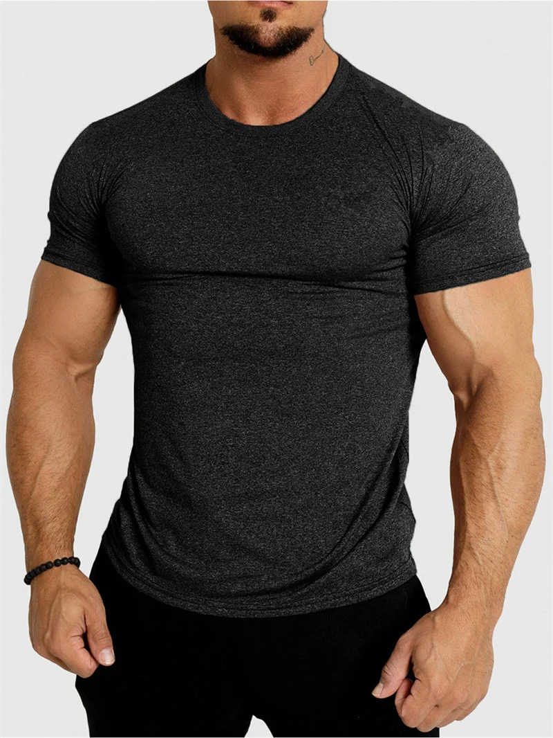 2025 New Tight Sports T-Shirt Quick Drying Fitness Sportswear Short Sleeve Tops Running Training Summer Jogging Gym T-Shirts Men