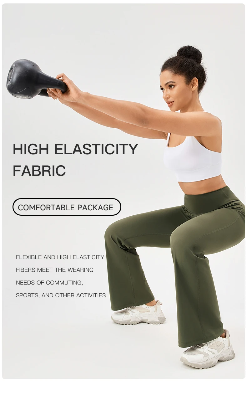 Gym Yoga Pants for Women Slim Wide-leg Bell-bottoms Gym Running Breathable Fitness Leggings High Waist Yoga Leggings