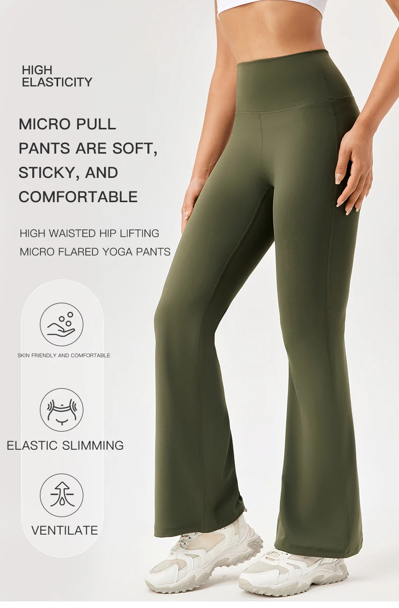 Gym Yoga Pants for Women Slim Wide-leg Bell-bottoms Gym Running Breathable Fitness Leggings High Waist Yoga Leggings
