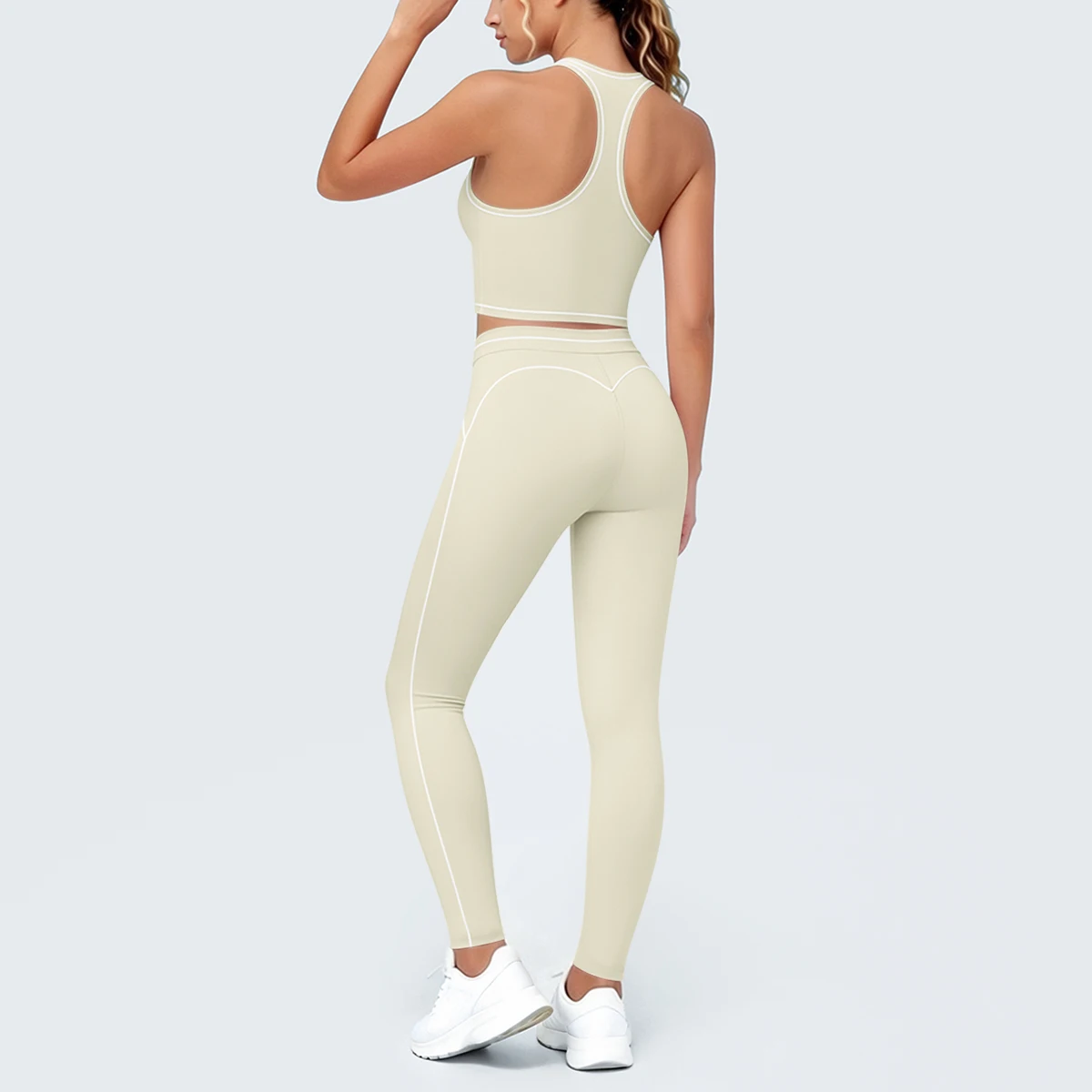 Hamidou New Yoga Set for Woman's Slim Casual Sexy I-shaped Vest with Chest Pad High Waisted Push Up Fitness Pants Woman Yoga Set