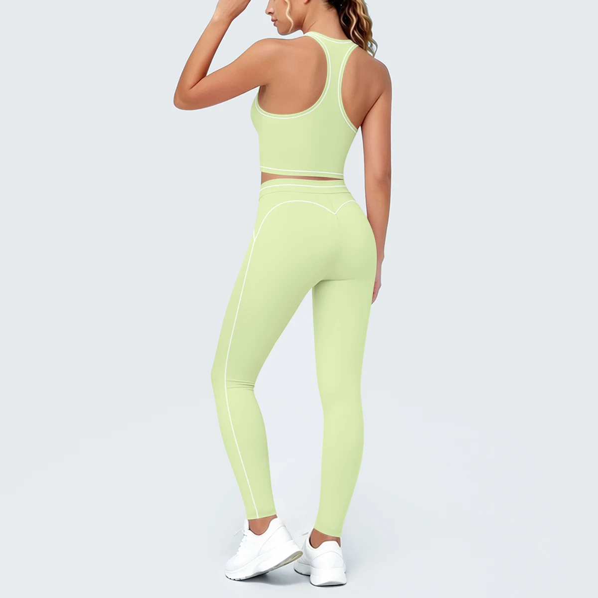 Hamidou New Yoga Set for Woman's Slim Casual Sexy I-shaped Vest with Chest Pad High Waisted Push Up Fitness Pants Woman Yoga Set