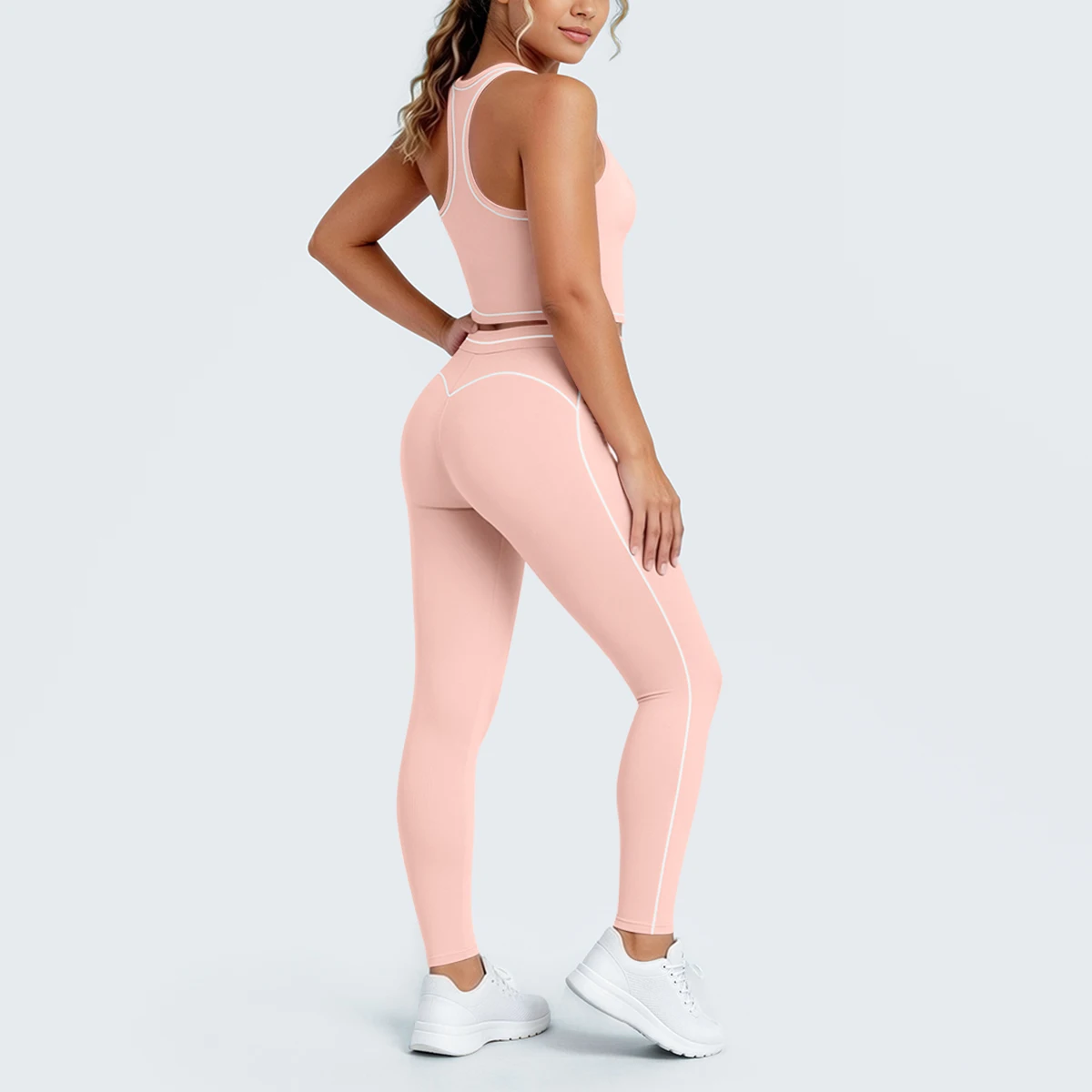 Hamidou New Yoga Set for Woman's Slim Casual Sexy I-shaped Vest with Chest Pad High Waisted Push Up Fitness Pants Woman Yoga Set