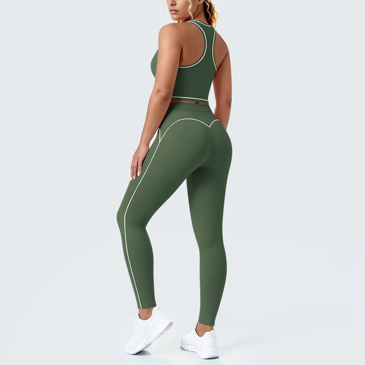 Hamidou New Yoga Set for Woman's Slim Casual Sexy I-shaped Vest with Chest Pad High Waisted Push Up Fitness Pants Woman Yoga Set