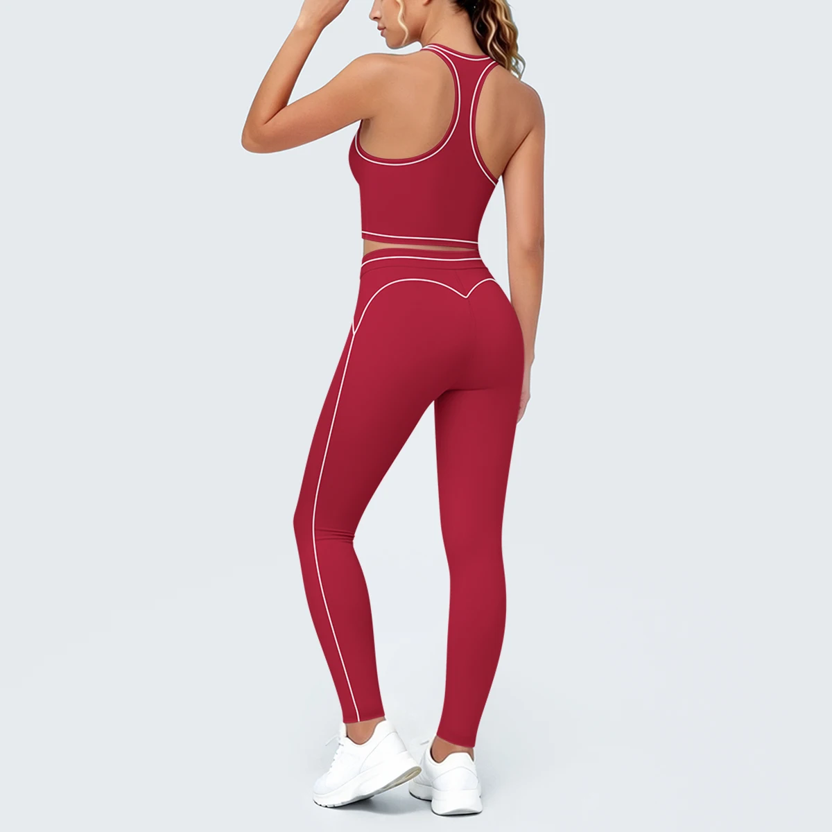 Hamidou New Yoga Set for Woman's Slim Casual Sexy I-shaped Vest with Chest Pad High Waisted Push Up Fitness Pants Woman Yoga Set