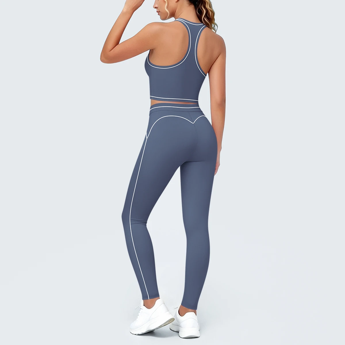 Hamidou New Yoga Set for Woman's Slim Casual Sexy I-shaped Vest with Chest Pad High Waisted Push Up Fitness Pants Woman Yoga Set