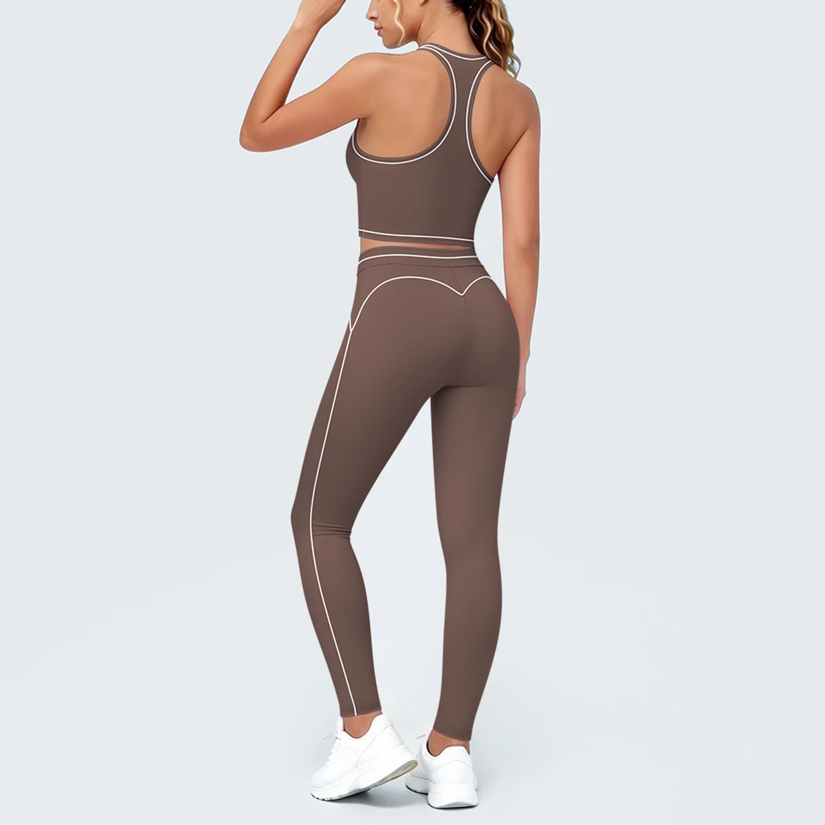 Hamidou New Yoga Set for Woman's Slim Casual Sexy I-shaped Vest with Chest Pad High Waisted Push Up Fitness Pants Woman Yoga Set