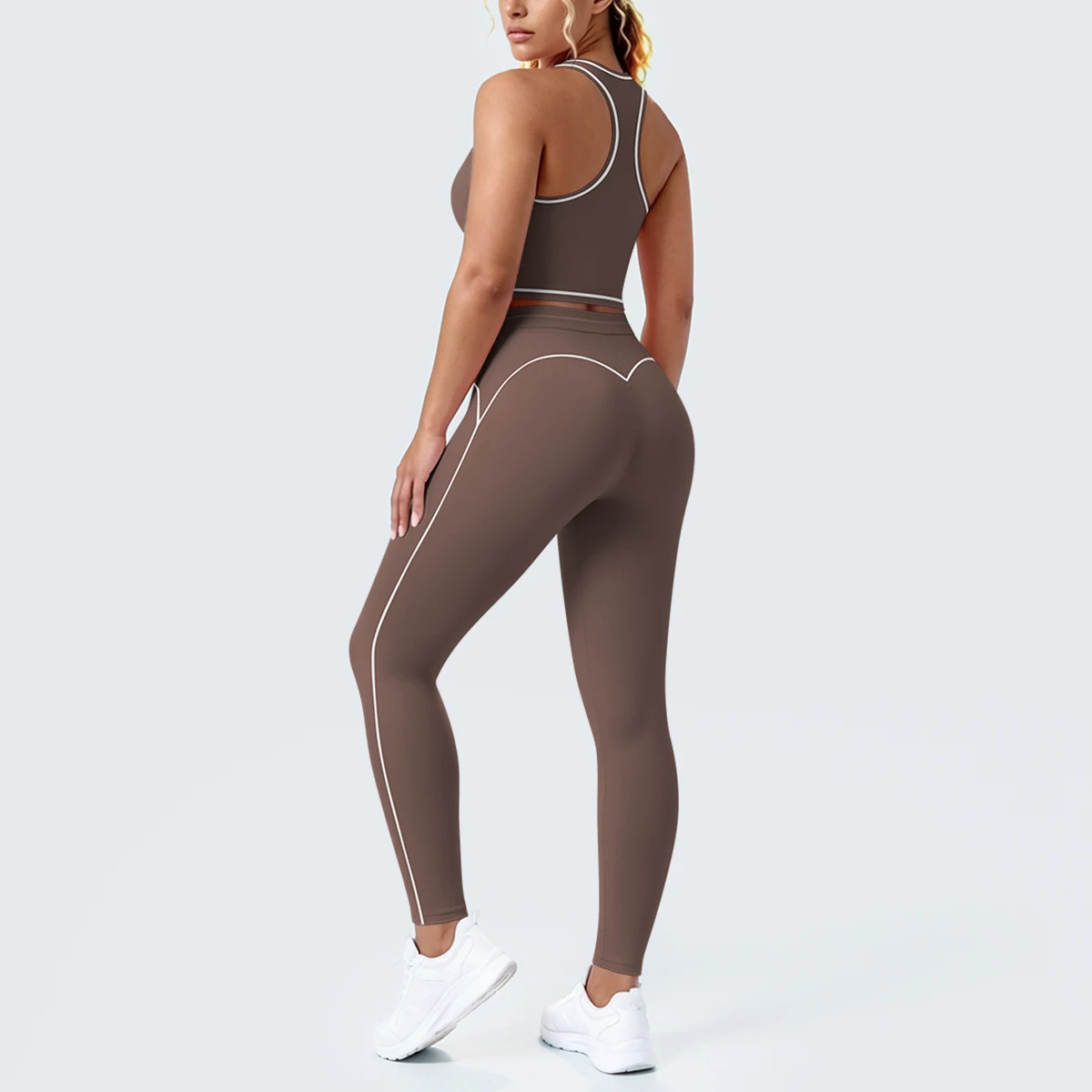 Hamidou New Yoga Set for Woman's Slim Casual Sexy I-shaped Vest with Chest Pad High Waisted Push Up Fitness Pants Woman Yoga Set