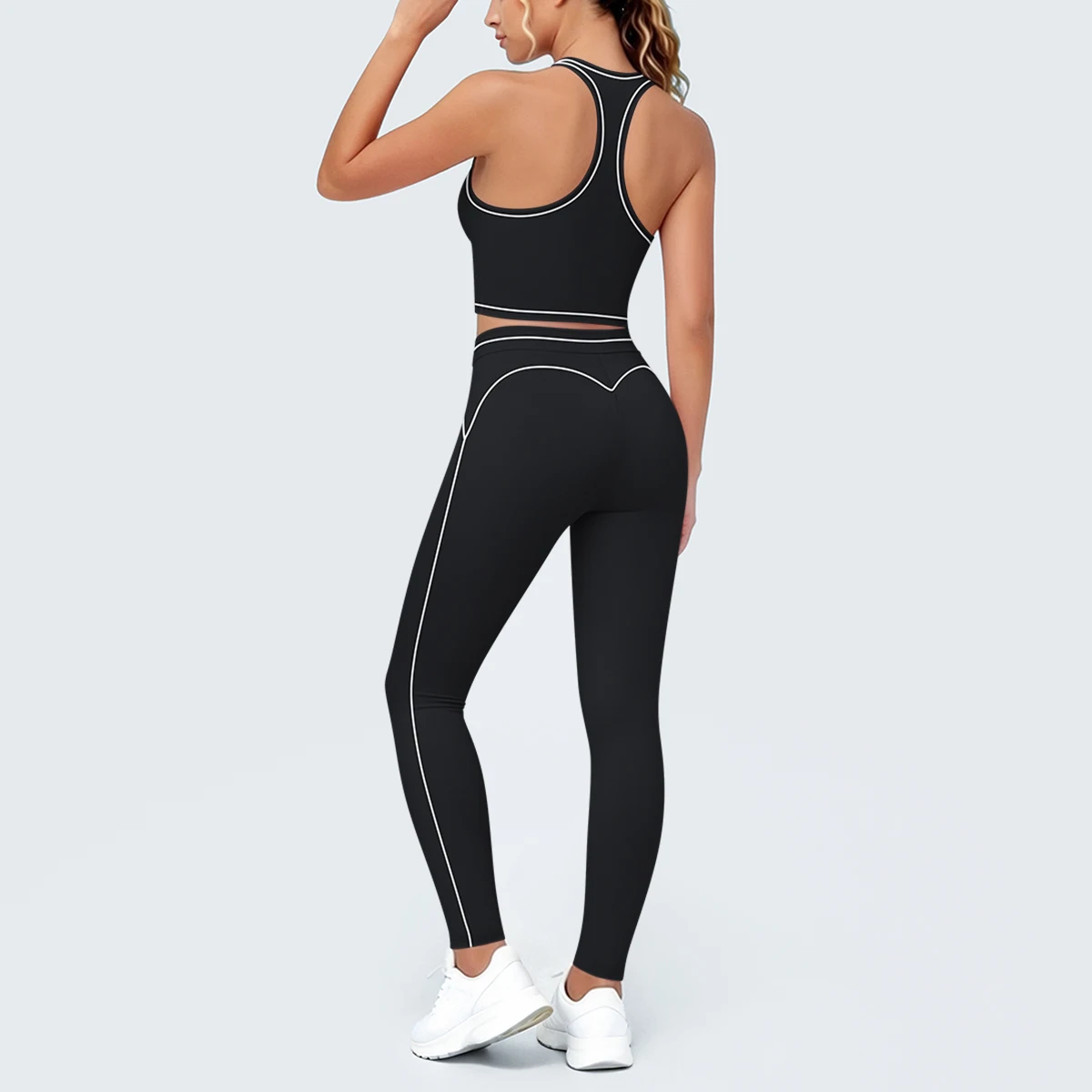 Hamidou New Yoga Set for Woman's Slim Casual Sexy I-shaped Vest with Chest Pad High Waisted Push Up Fitness Pants Woman Yoga Set