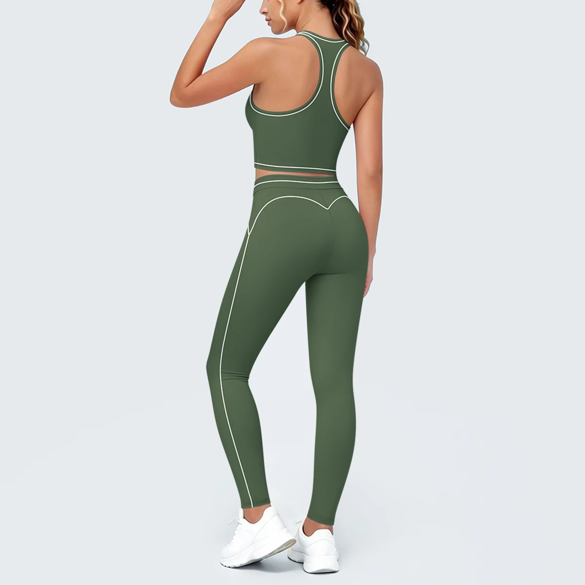 Hamidou New Yoga Set for Woman's Slim Casual Sexy I-shaped Vest with Chest Pad High Waisted Push Up Fitness Pants Woman Yoga Set