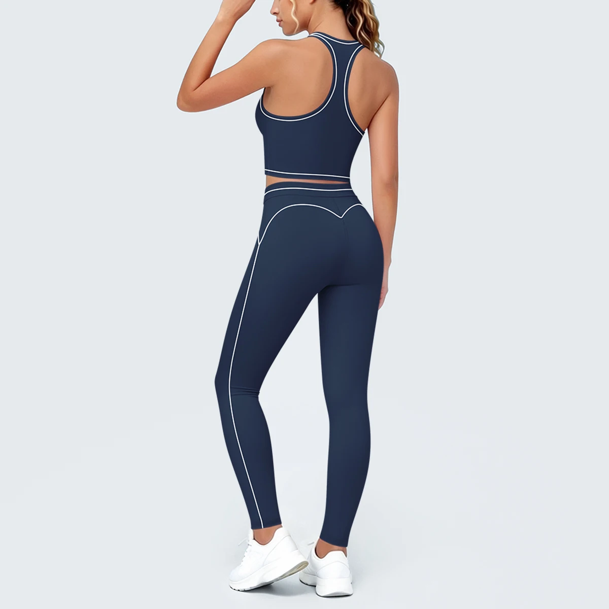Hamidou New Yoga Set for Woman's Slim Casual Sexy I-shaped Vest with Chest Pad High Waisted Push Up Fitness Pants Woman Yoga Set