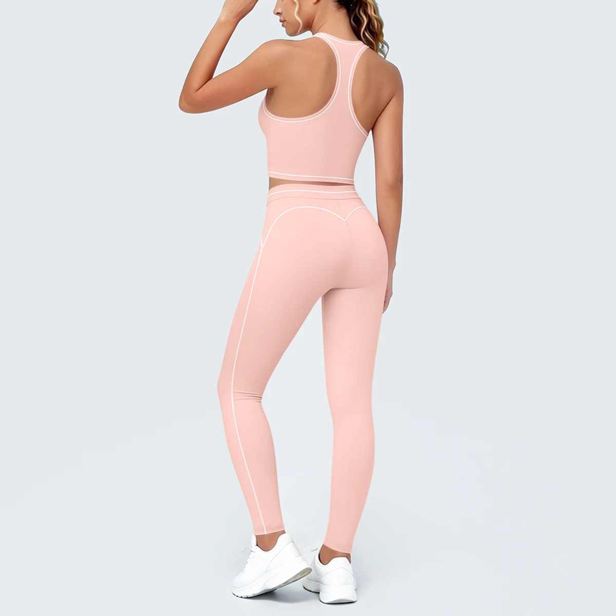 Hamidou New Yoga Set for Woman's Slim Casual Sexy I-shaped Vest with Chest Pad High Waisted Push Up Fitness Pants Woman Yoga Set