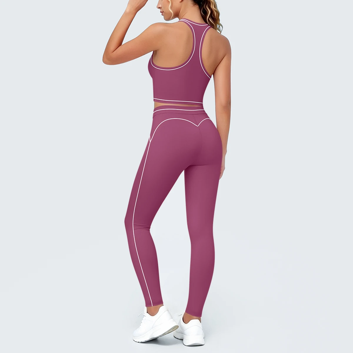 Hamidou New Yoga Set for Woman's Slim Casual Sexy I-shaped Vest with Chest Pad High Waisted Push Up Fitness Pants Woman Yoga Set