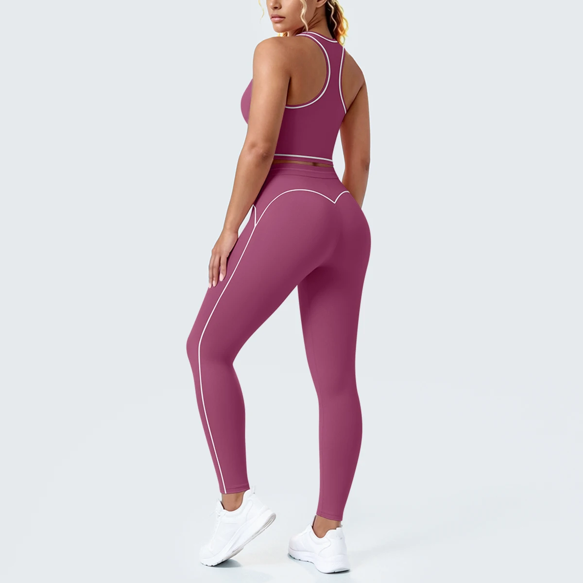 Hamidou New Yoga Set for Woman's Slim Casual Sexy I-shaped Vest with Chest Pad High Waisted Push Up Fitness Pants Woman Yoga Set