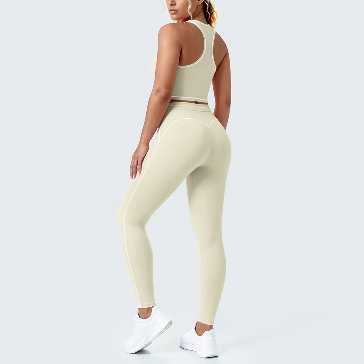 Hamidou New Yoga Set for Woman's Slim Casual Sexy I-shaped Vest with Chest Pad High Waisted Push Up Fitness Pants Woman Yoga Set