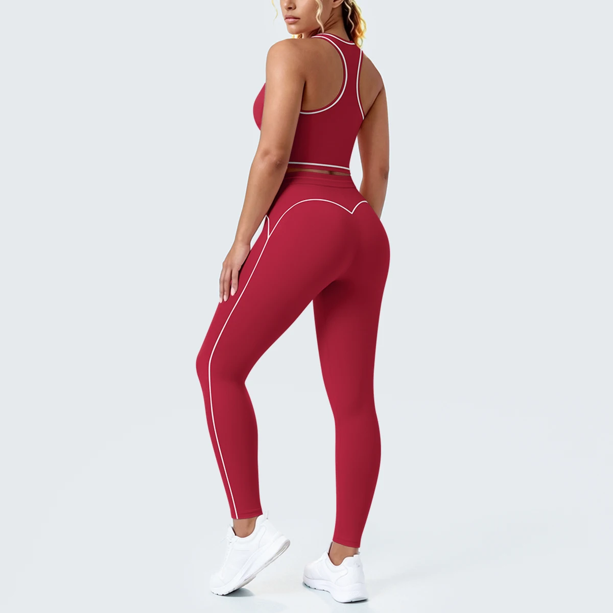 Hamidou New Yoga Set for Woman's Slim Casual Sexy I-shaped Vest with Chest Pad High Waisted Push Up Fitness Pants Woman Yoga Set