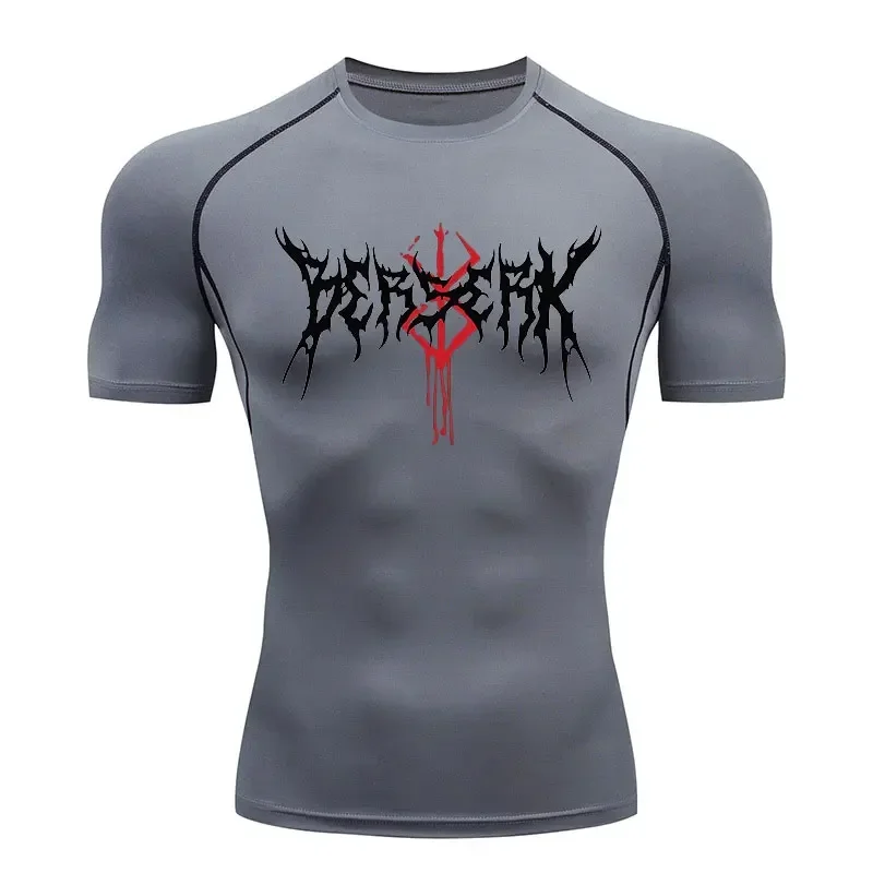Anime Berserk Compression T-shirt Men Elastic Tight Sportswear Short-sleeved Gym Bodybuilding Quick-drying Sweatshirt Top S-3XL