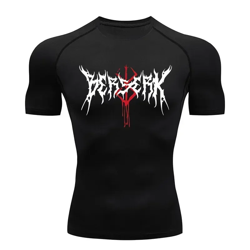 Anime Berserk Compression T-shirt Men Elastic Tight Sportswear Short-sleeved Gym Bodybuilding Quick-drying Sweatshirt Top S-3XL