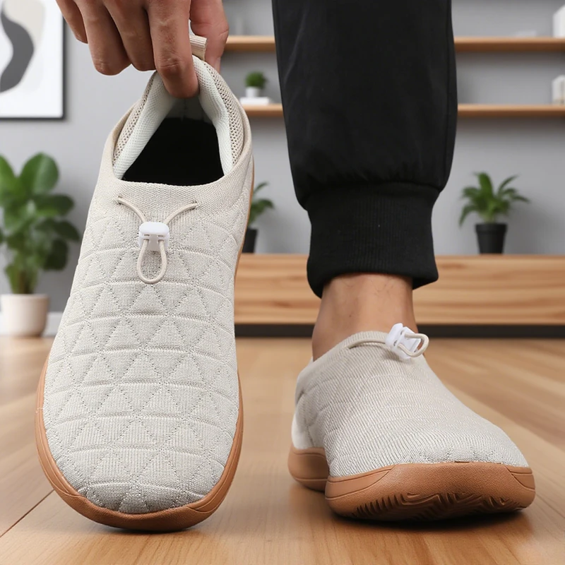 Wide Barefoot Shoes for Mens Breathable Knitted Mesh Walking Sneakers Outdoor Running Zero Drop Casual Sneaker Minimalist Shoes