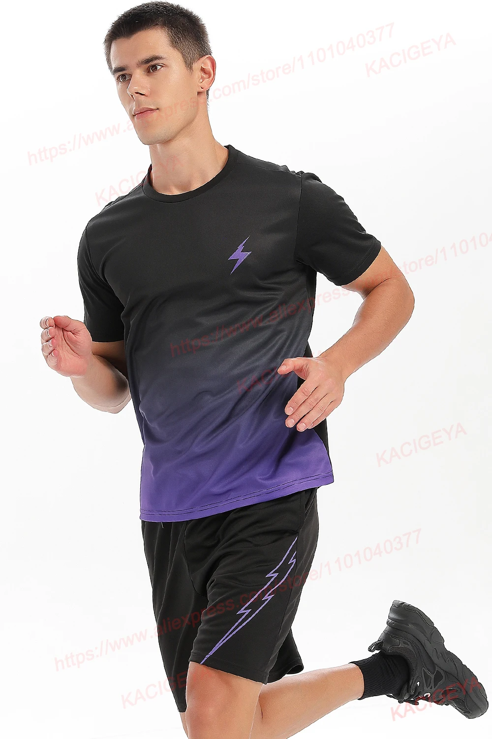 Man Gym Sets Outdoor Running Sports 2Pcs Summer Men Tshirt Tennis Shorts Breathable Fashion Quick Drying Prints Causal Suit