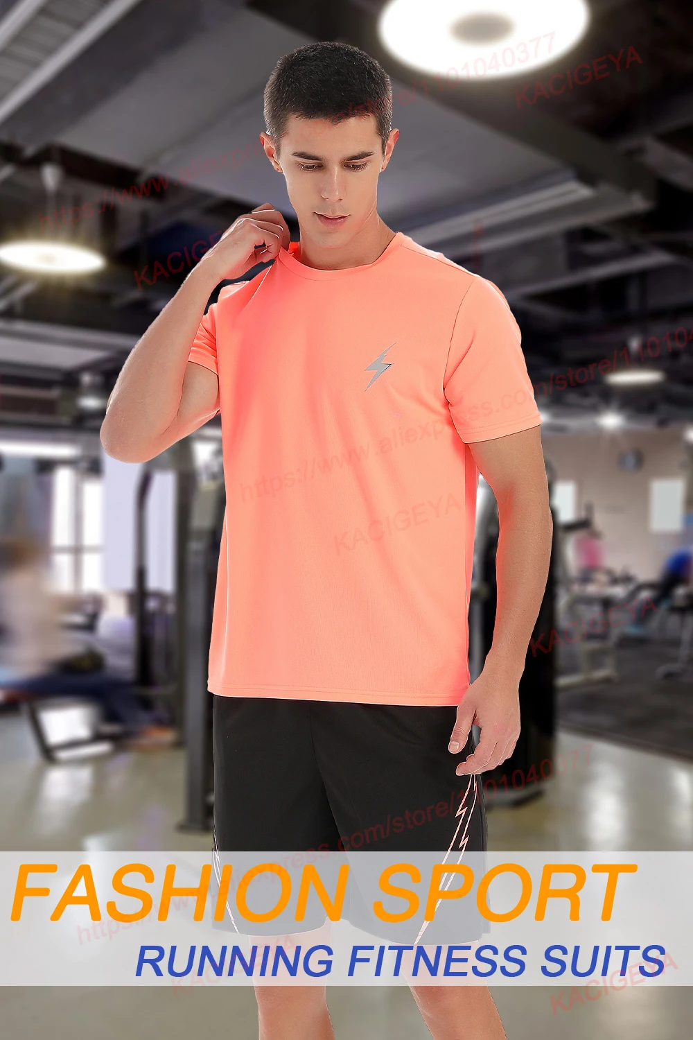Man Gym Sets Outdoor Running Sports 2Pcs Summer Men Tshirt Tennis Shorts Breathable Fashion Quick Drying Prints Causal Suit