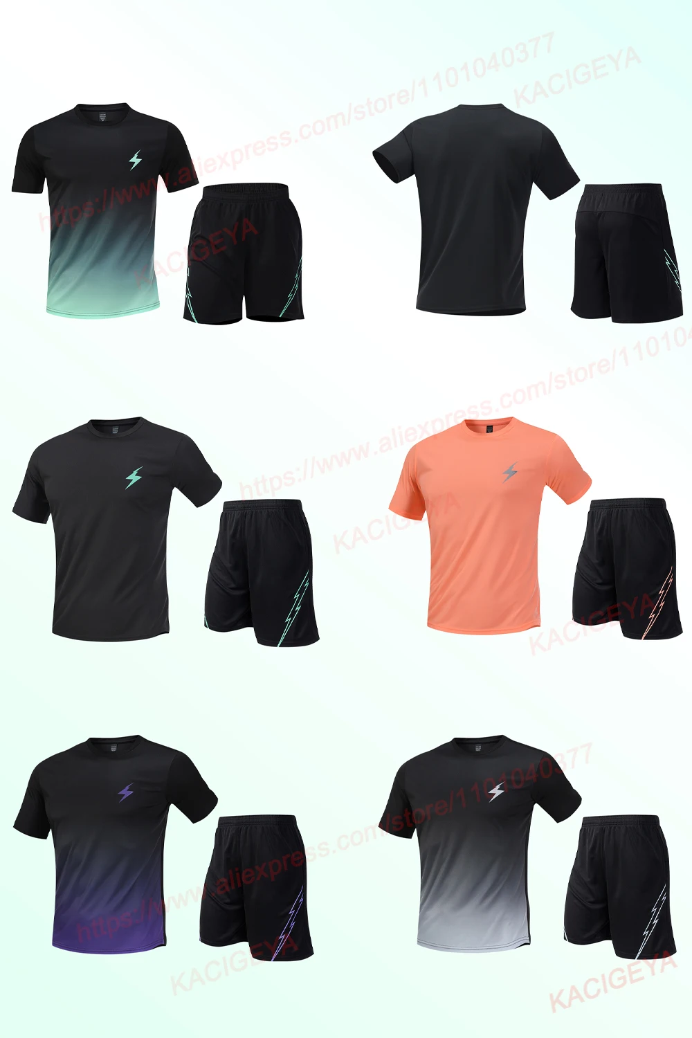 Man Gym Sets Outdoor Running Sports 2Pcs Summer Men Tshirt Tennis Shorts Breathable Fashion Quick Drying Prints Causal Suit