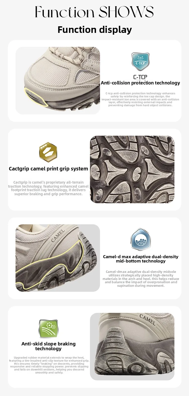Golden Camel Non-slip Women Hiking Shoes Breathable Outdoor Anti Slip Splashproof Climbing Men Sneaker Tourism Mountain Shoes
