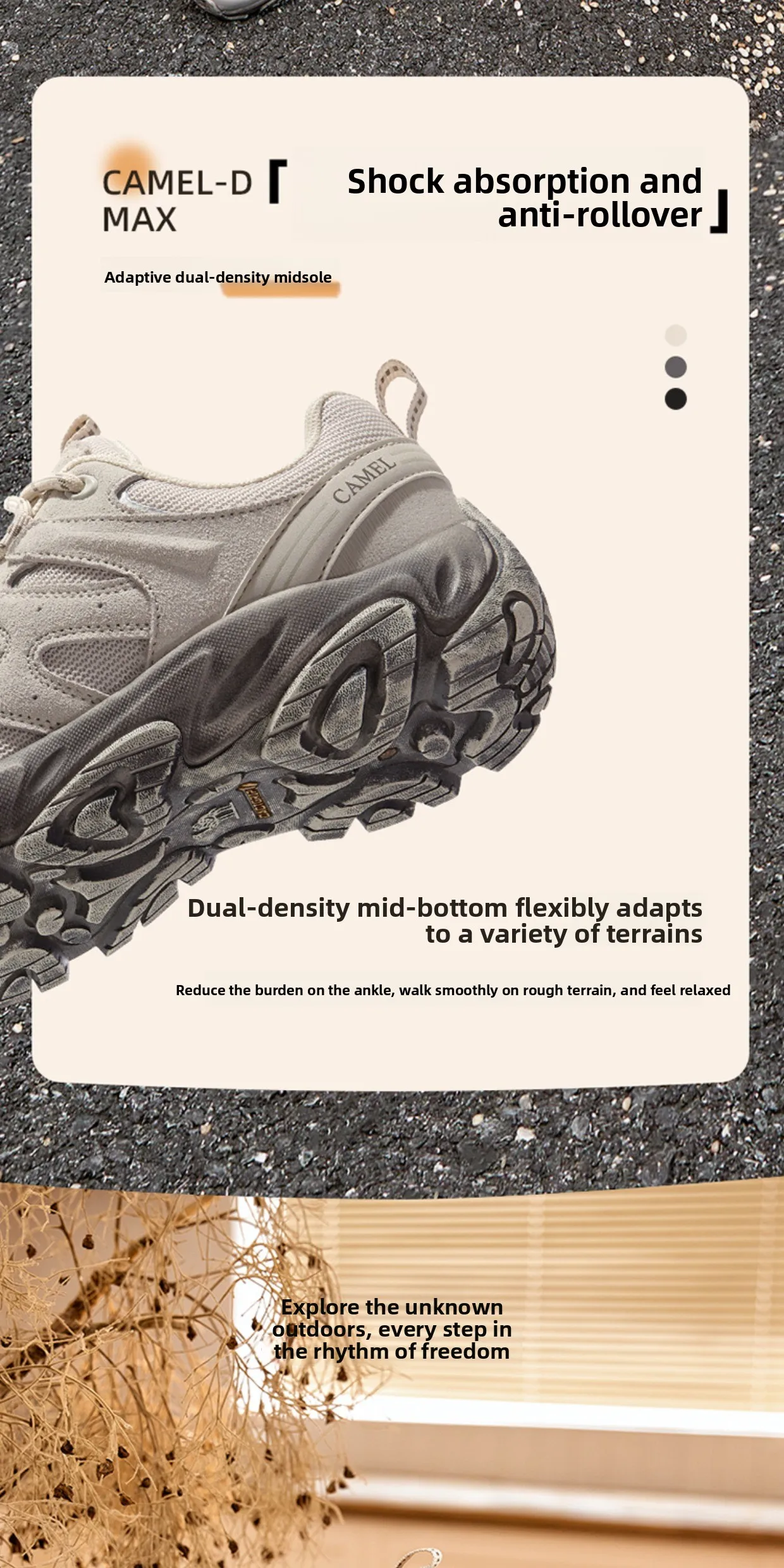 Golden Camel Non-slip Women Hiking Shoes Breathable Outdoor Anti Slip Splashproof Climbing Men Sneaker Tourism Mountain Shoes