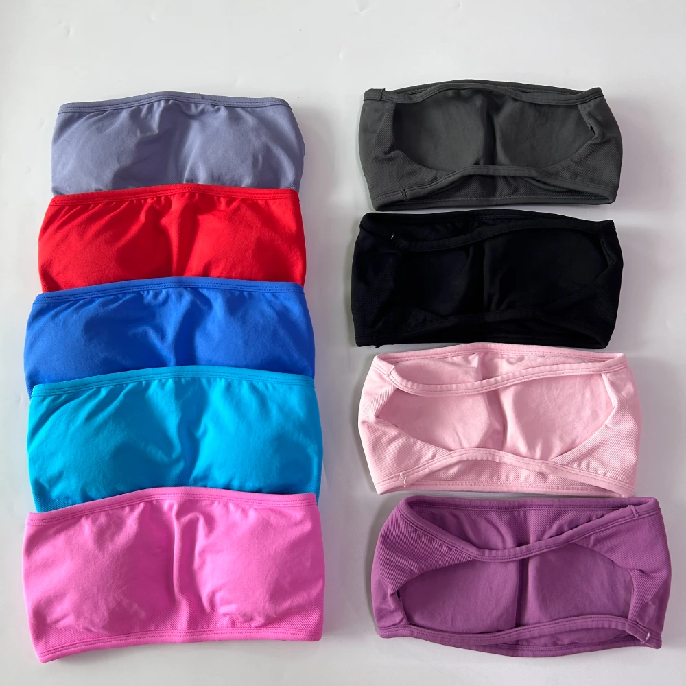 Pericic Strappy Backless Bandeau Sports Bra Women Yoga Tank Top Seamless Scrunch Workout Fitness Sexy Gym Top