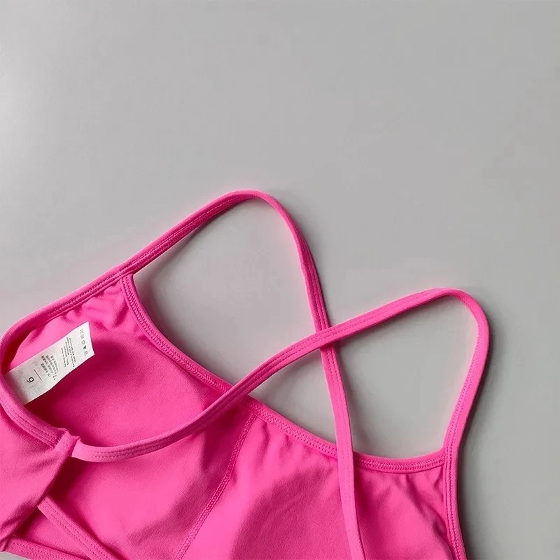 Women's Cross Back Sports Bra Shock Resistant Gathered Sexy Gym Running Bra Summer Yoga Vest Outdoor Comfortable Fitness Wear