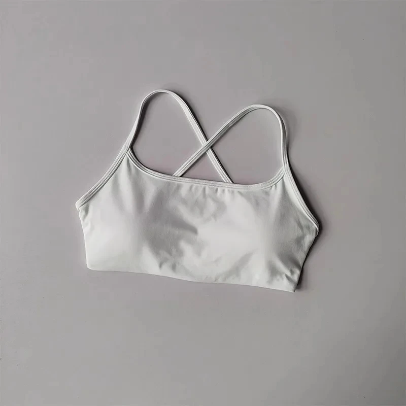 Women's Cross Back Sports Bra Shock Resistant Gathered Sexy Gym Running Bra Summer Yoga Vest Outdoor Comfortable Fitness Wear