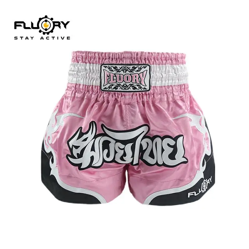 Fluory Thai Boxing Shorts for Men Women Kids - Fairtex Style MMA Shorts with Embroidery Muay Thai shorts