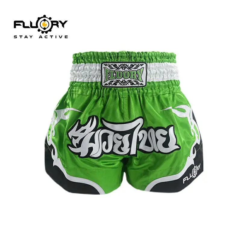 Fluory Thai Boxing Shorts for Men Women Kids - Fairtex Style MMA Shorts with Embroidery Muay Thai shorts