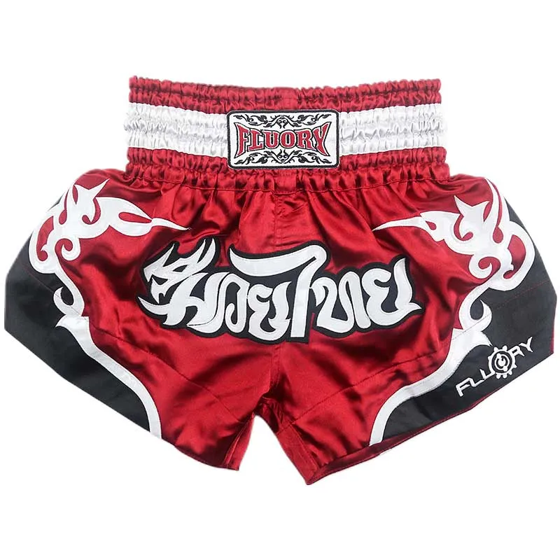Fluory Thai Boxing Shorts for Men Women Kids - Fairtex Style MMA Shorts with Embroidery Muay Thai shorts