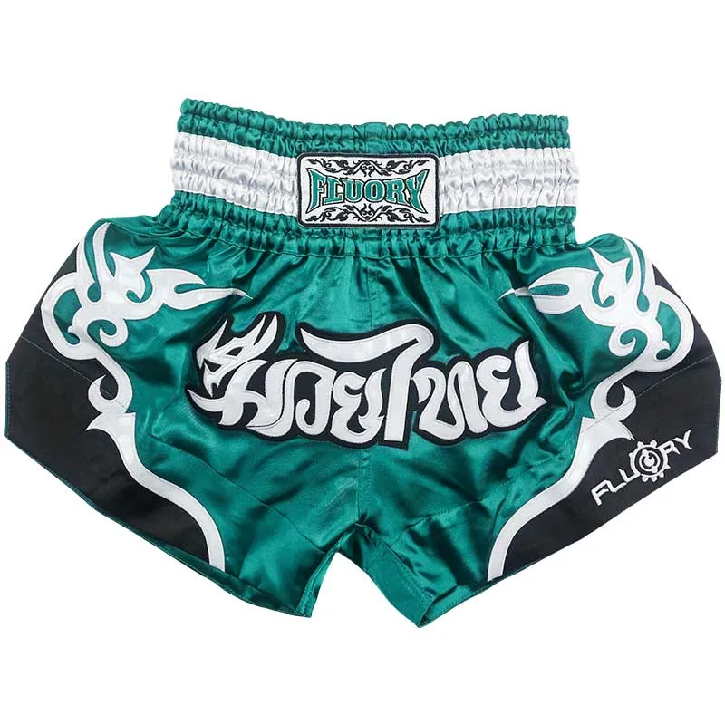 Fluory Thai Boxing Shorts for Men Women Kids - Fairtex Style MMA Shorts with Embroidery Muay Thai shorts